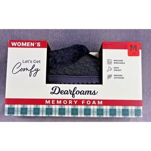 Dearfoams Shoes Womens Size 7.5 Black Mule Slipper Cushioned Fur CUSX131271